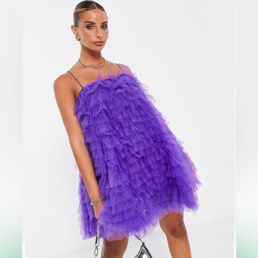 ASOS Purple Ruffle Mini Dress